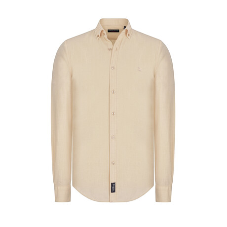 Button-Down Collar Shirt // Beige (S)