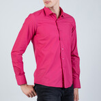 Relaxed Fit Button Up // Fuschia (S)