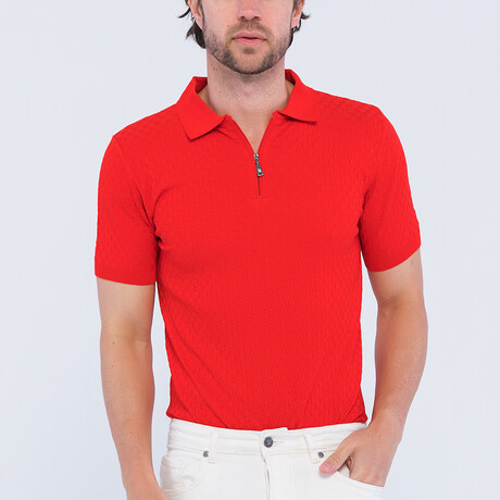 Men's Knitwear Polo // Red // Style 2 (S)