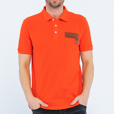 Leatherette Logo Tab Polo // Bright Orange (S)