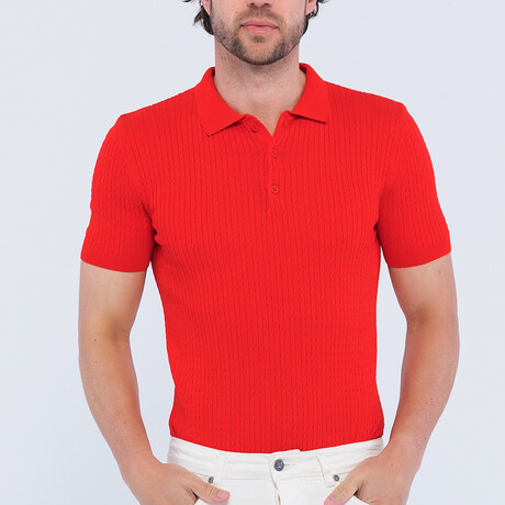 Men's Knitwear Polo // Red (S)
