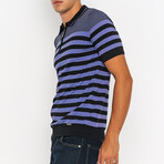 Men's Knitwear Polo // Black + Lilac (S)