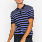 Men's Knitwear Polo // Black + Lilac (S)