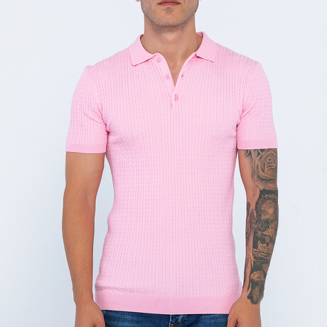 Men's Knitwear Polo // Pink (S)