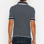 Stripe Johnny Collar Sweater // Navy + Ecru (S)