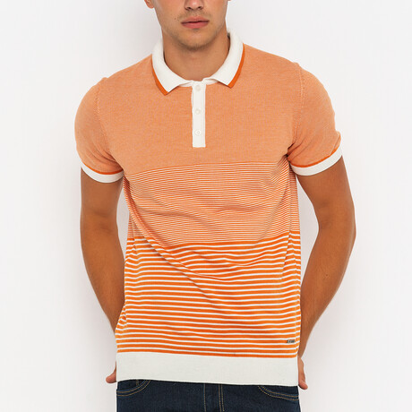 Variegated Stripe Sweater // Ecru + Orange (S)