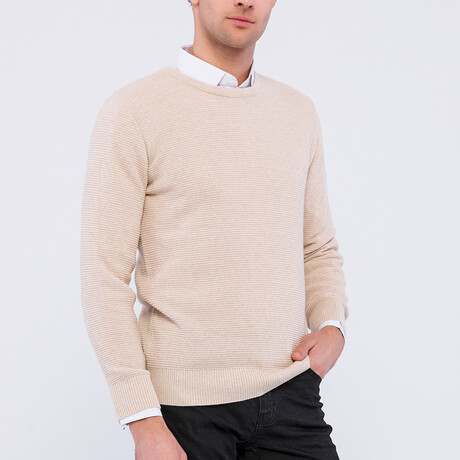 Men's Crew Neck Pullover // Beige Melange (S)