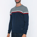 Crewneck Blocked Pullover // Navy Blue + Gray (S)