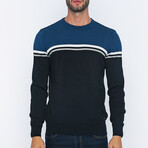 Crewneck Blocked Pullover // Black + Blue (S)