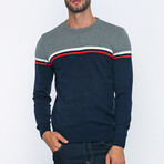 Crewneck Blocked Pullover // Navy Blue + Gray (S)