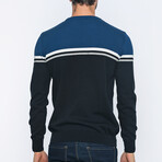 Crewneck Blocked Pullover // Black + Blue (S)