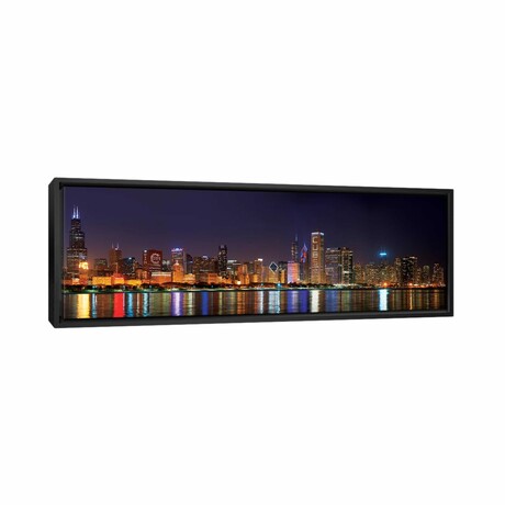 Chicago Cubs Pride Lighting Across Downtown Skyline I, Chicago, Illinois, USA by Panoramic Images (12"H x 36"W x 1.5"D)