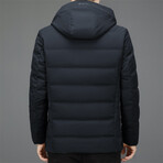 Hooded Puffer Jacket // Dark Blue (XS)
