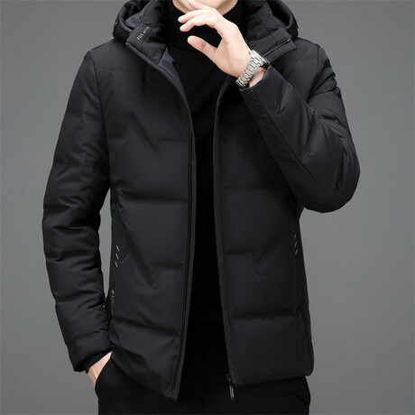 Hooded Puffer Jacket // Black (XS)