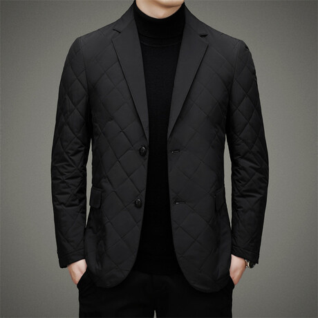 QUILTED BLAZER // BLACK (XL)