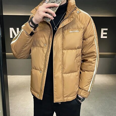 RACING STRIPE PUFFER // CAMEL (M)