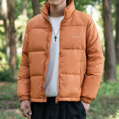 CHEST LOGO PUFFER JACKET // ORANGE (XS)