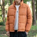 CHEST LOGO PUFFER JACKET // ORANGE (2XL)