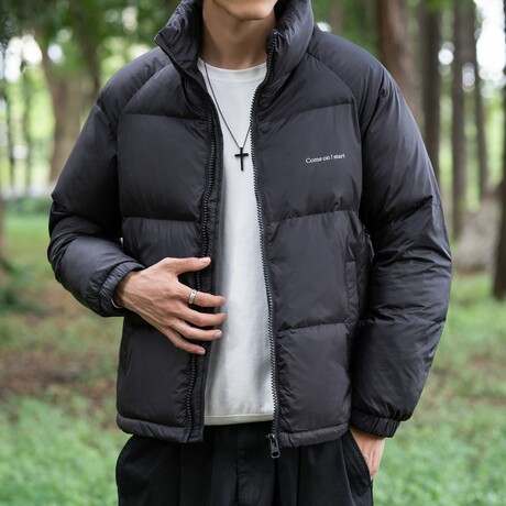 CHEST LOGO PUFFER JACKET // BLACK (XS)