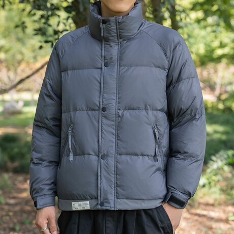 TABBED HEM PUFFER // GRAY (XS)