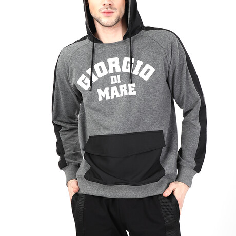 Logo Hoodie // Black + Gray (S)