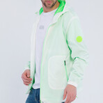 Men's Windbreaker // White + Neon Green (2XL)