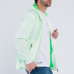 Men's Windbreaker // White + Neon Green (2XL)