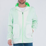 Men's Windbreaker // White + Neon Green (2XL)