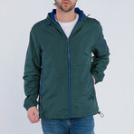 Men's Windbreaker // Forest Green + Royal Blue (S)