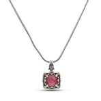 Sterling Silver + 18K Yellow Gold + Thulite Doublet Nightfall Pendant Necklace // 17" // New