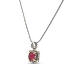 Sterling Silver + 18K Yellow Gold + Thulite Doublet Nightfall Pendant Necklace // 17" // New