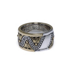 Sterling Silver + 18K Yellow Gold Ring // Ring Size: 7.5 // New