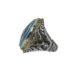 Iliada Sterling Silver + 18K Yellow Gold + Chrysocolla Statement Ring // Ring Size: 7 // New