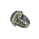 Cassiopeia Sterling Silver + 18K Yellow Gold Spectrolite Statement Ring // Ring Size: 7.25 // New