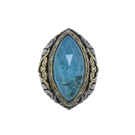 Iliada Sterling Silver + 18K Yellow Gold + Chrysocolla Statement Ring // Ring Size: 7 // New