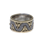 Sterling Silver + 18K Yellow Gold Ring // Ring Size: 7.5 // New