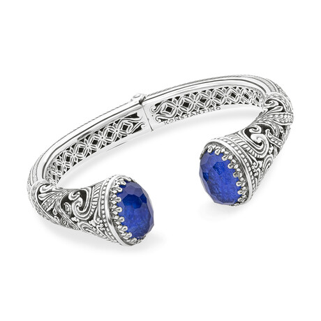 Sterling Silver + Lapis Cuff Bracelet // 7" // New