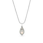 Sterling Silver + Mother Of Pearl + Rock Crystal Doublet Pendant Necklace // 18" // Store Display