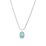 Sterling Silver + Turquoise + Rock Crystal Doublet Pendant Necklace // 18" // New
