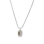 Sterling Silver + Mother Of Pearl + Rock Crystal Doublet Pendant Necklace I // 18" // New
