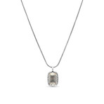 Sterling Silver + Mother Of Pearl + Rock Crystal Doublet Pendant Necklace I // 18" // New