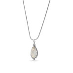 Sterling Silver + Mother Of Pearl + Rock Crystal Doublet Pendant Necklace // 18" // Store Display