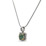 Sterling Silver + 18K Yellow Gold + Green Aventurine Doublet Nightfall Pendant Necklace // 17" // New