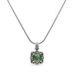Sterling Silver + 18K Yellow Gold + Green Aventurine Doublet Nightfall Pendant Necklace // 17" // New