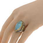 Iliada Sterling Silver + 18K Yellow Gold + Chrysocolla Statement Ring // Ring Size: 7 // New