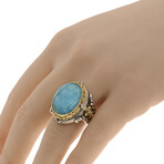 Iliada Sterling Silver + 18K Yellow Gold + Chrysocolla Statement Ring // Ring Size: 7.5 // Store Display