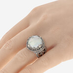 Sterling Silver + Mother Of Pearl + Rock Crystal Doublet Statement Ring // Ring Size: 7 // Store Display