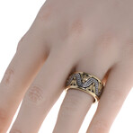 Sterling Silver + 18K Yellow Gold Ring // Ring Size: 7.5 // New