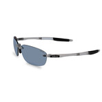 Revo // Men's Descend Polarized Rimless Rectangle Sunglasses // Fold Crystal + Blue Water // New