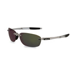 Revo // Men's Descend Polarized Rimless Rectangle Sunglasses // Fold Crystal + Evergreen // New